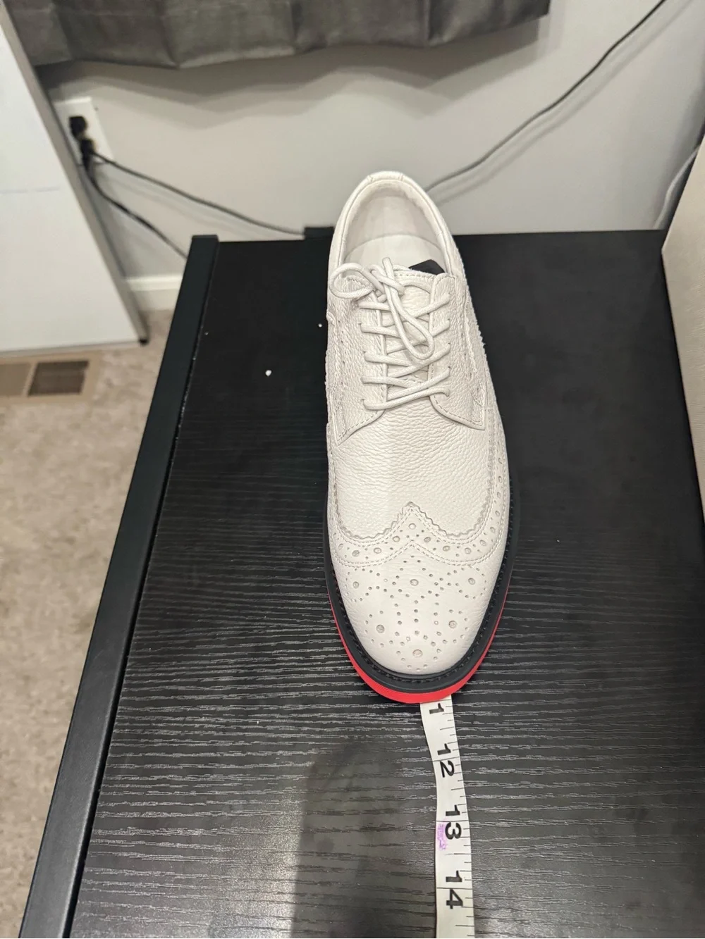 Men's White/RedWingtip Brogue loafers with Red Accent Sole from Brand Marc Nolan